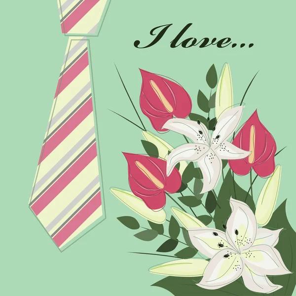 Cartão de saudação do Dia do Pai com flores — Vetor de Stock