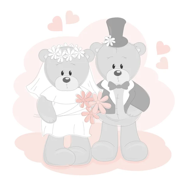 婚礼泰迪熊 — 图库矢量图片