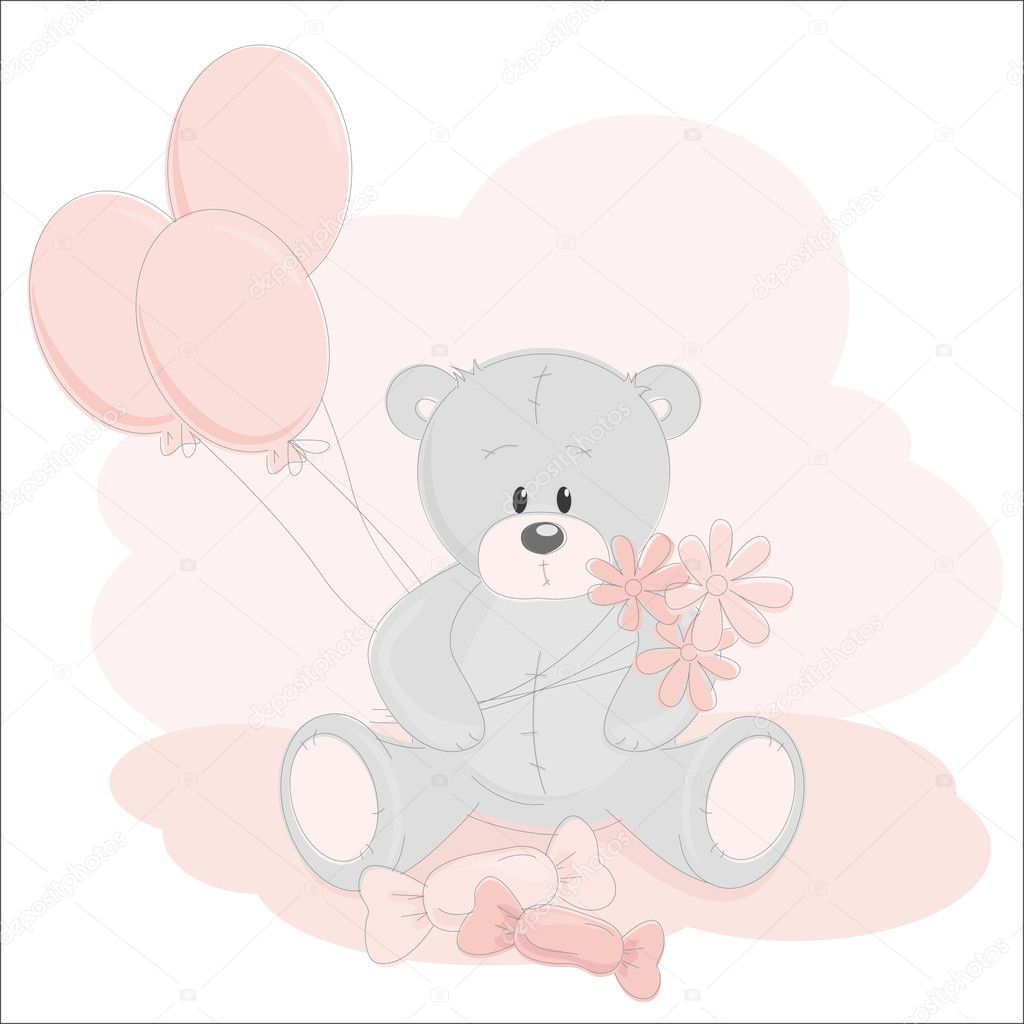 Greetings card with Teddy Bear