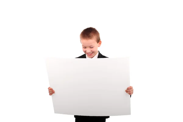 空白の紙を持つ少年 — ストック写真