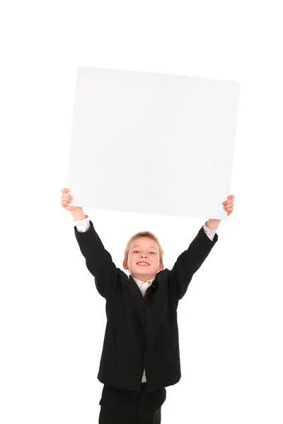 Pojke med blankt papper — Stockfoto