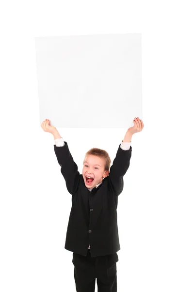 Pojke med blankt papper — Stockfoto
