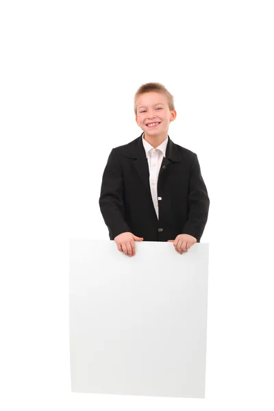 Niño con papel en blanco — Foto de Stock