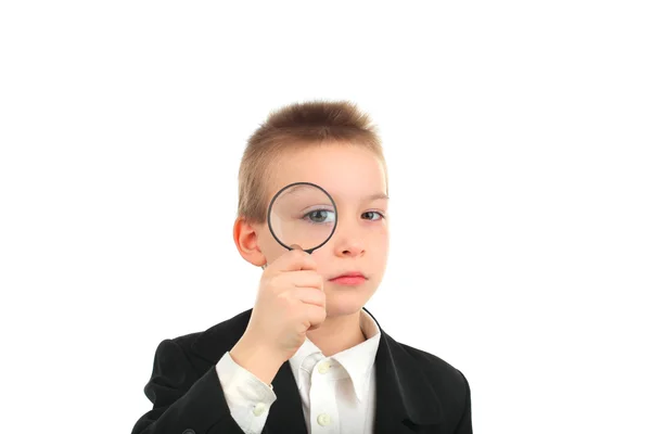 Boy with loupe — Stock Photo, Image