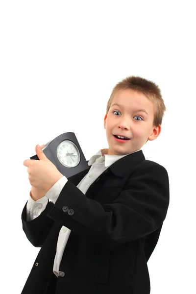 時計と少年 — ストック写真