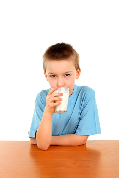 Boy with milk — Stock Photo, Image