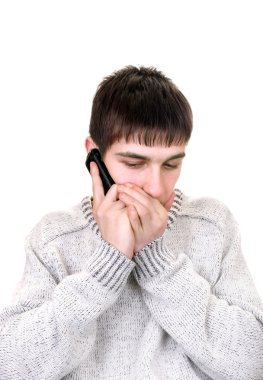 Young man with phone clipart