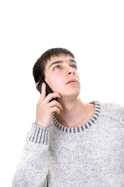 Mladý muž s telefonem — Stock fotografie