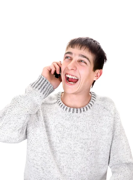 Молодой человек с телефоном — стоковое фото