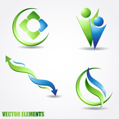 Vector icons in blue and green colors clipart