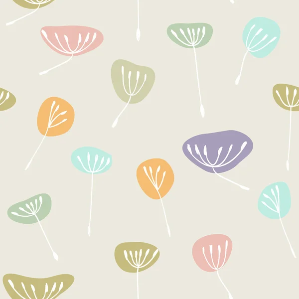 Motif sans couture avec des fleurs de pissenlit pastel — Image vectorielle