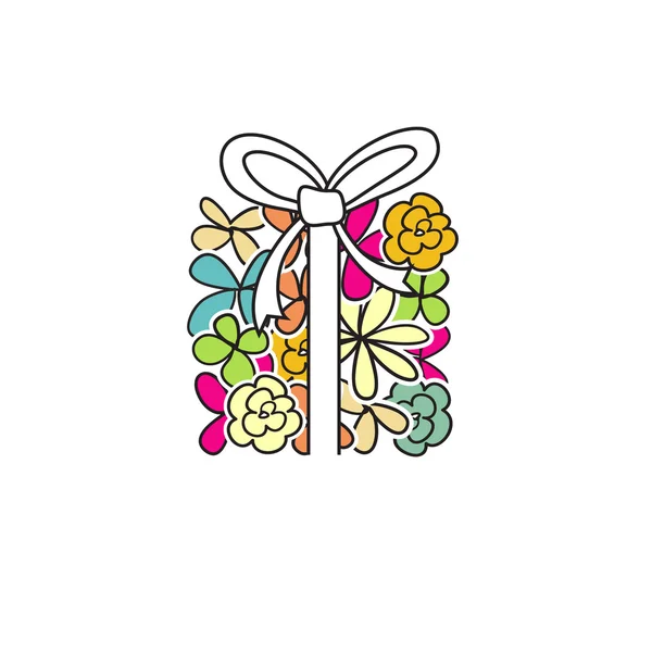 Linda caja de regalo de flores — Vector de stock
