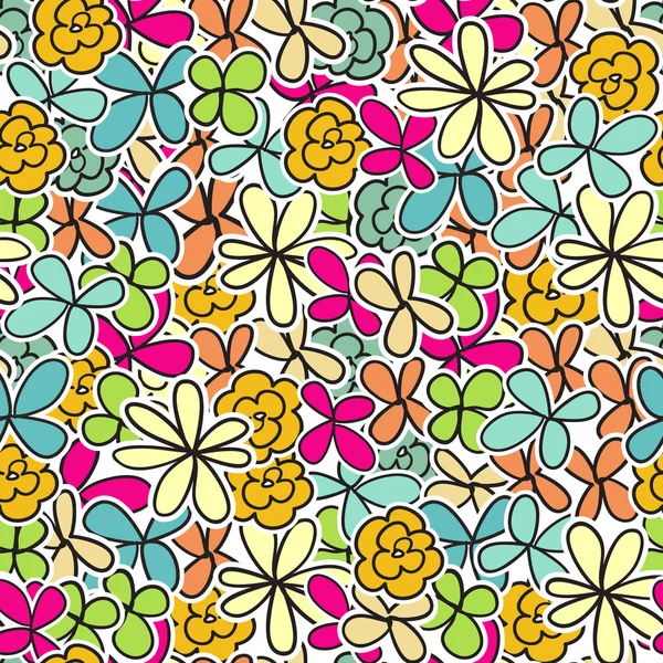 パステル調の花とのシームレスなパターン — ストックベクタ