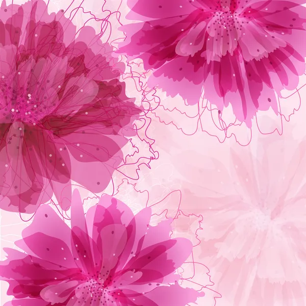 Tarjeta de invitación con flores abstractas de peonía — Vector de stock