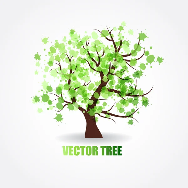 Illustrazione vettoriale di un bellissimo albero primaverile con nuove foglie fresche — Vettoriale Stock