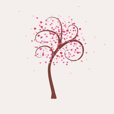 Valentine card with tree with heart leaves clipart