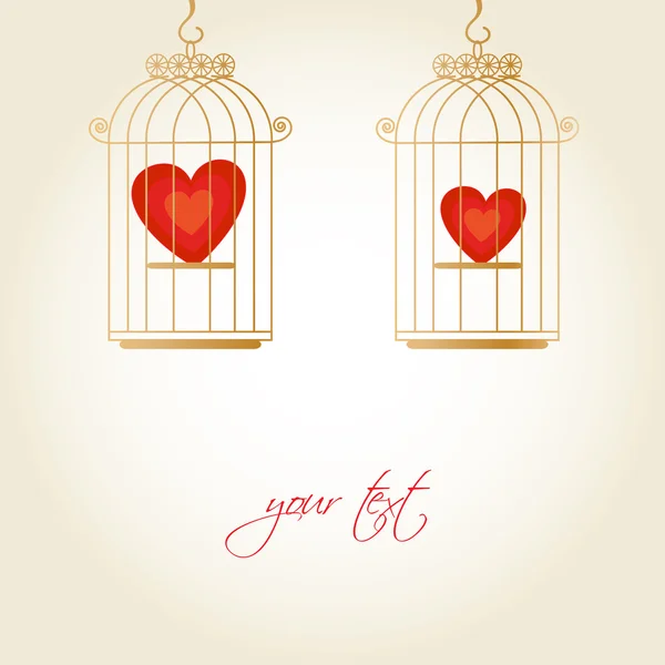 Hearts in the cages, template for valentines day — Stock Vector