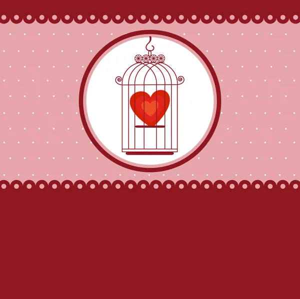心在笼子里，情人节的模板 — 图库矢量图片