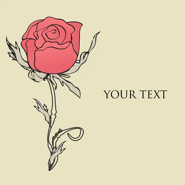 Vektorové kartu s ručně kreslenou růže — Stockový vektor