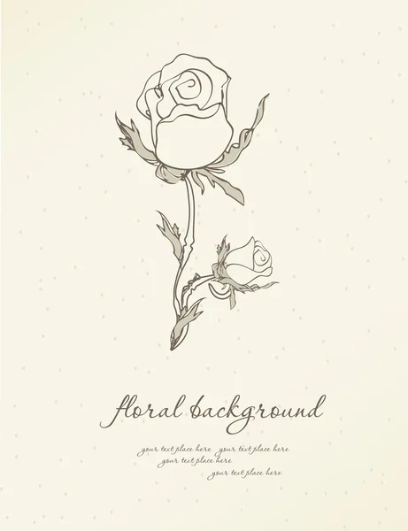 手描きのベクトル カード rose — ストックベクタ