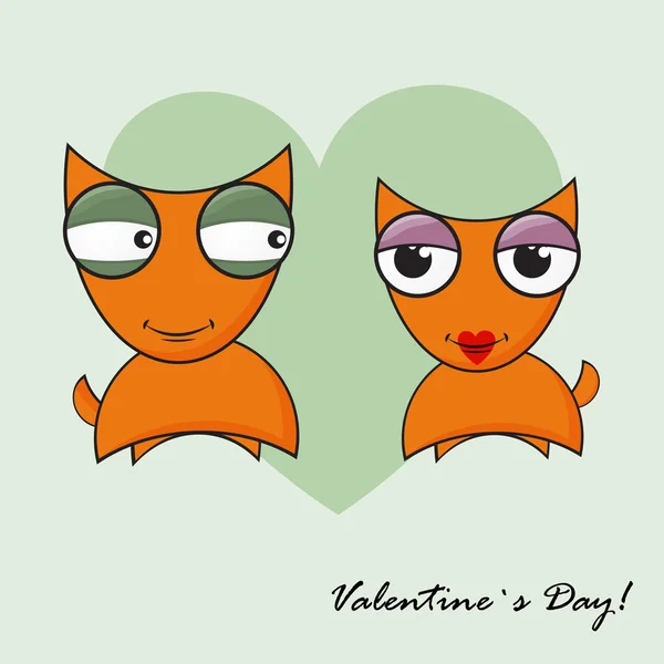 Fecha de amor de dos zorros — Vector de stock