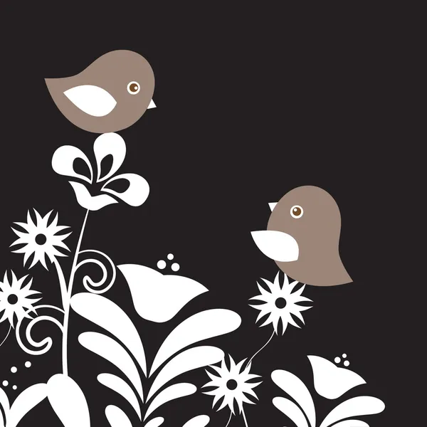 Dos lindos pájaros en las ramas de los árboles — Archivo Imágenes Vectoriales