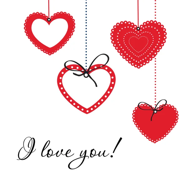 Tarjeta Vintage con corazones de San Valentín — Vector de stock