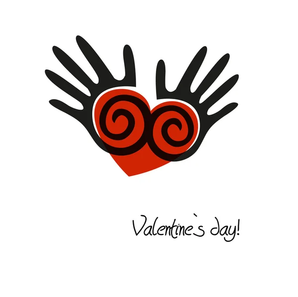 Abstracte valentines achtergrond met hart in de menselijke handen — Stockvector