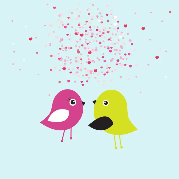 Två söta fåglar på trädgrenar — Stock vektor