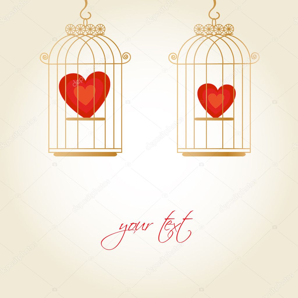 Hearts in the cages, template for valentines day