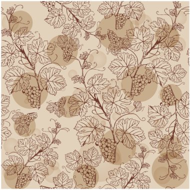 Vintage seamless pattern with grape branch clipart