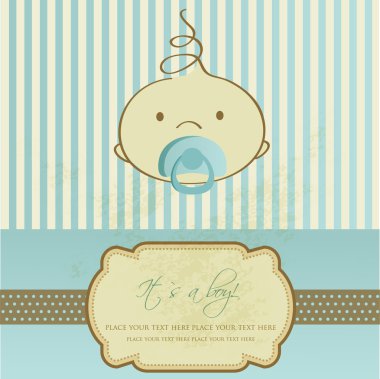 Vintage baby boy arrival announcement card. clipart