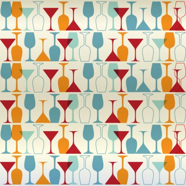 Seamless background with wine bottles and glasses vector