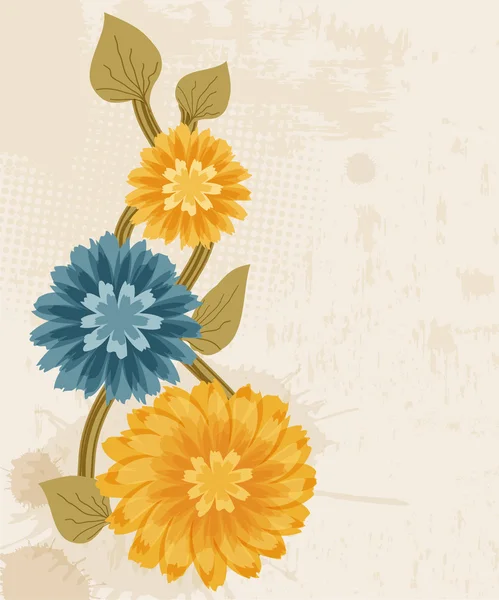 Хризантеми на гранжевому фоні — стоковий вектор