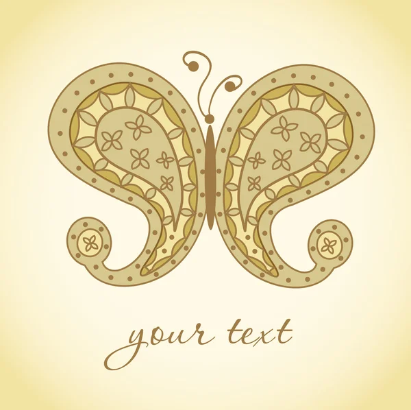 Paisley-Schmetterling. Handgezeichneter kunstvoller Doodle-Vektor — Stockvektor