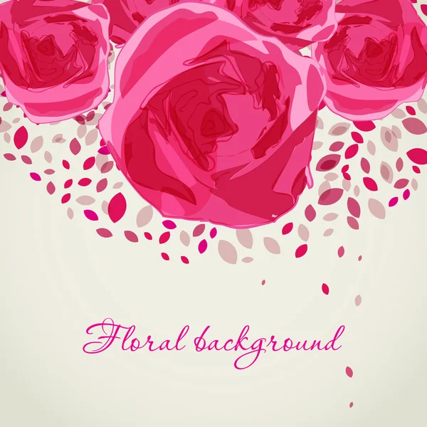 ピンクのバラは、ヴィンテージの花の背景 — ストックベクタ
