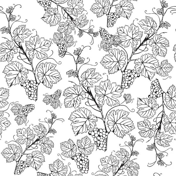 Vintage naadloze patroon met druiven branch — Stockvector