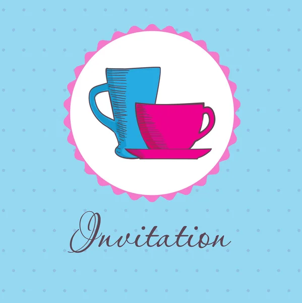 Hand-drawn illustration of coffee and tea mugs — Stock Vector