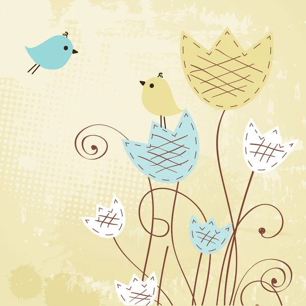 两个可爱的小鸟爱日。可爱的情人节卡与鸟 — 图库矢量图片