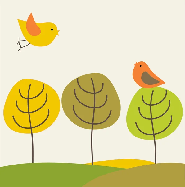 Δύο χαριτωμένα πουλιά κατά την ημερομηνία της αγάπης. Χαριτωμένο του Αγίου Βαλεντίνου κάρτα με τα πουλιά — Διανυσματικό Αρχείο