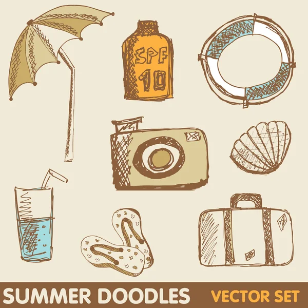 Summer holiday doodle collection — Stock Vector