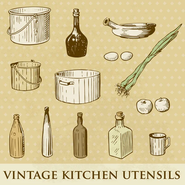Vintage ristorante menu di design con illustrazione disegnata a mano di cipolla pan un — Vettoriale Stock