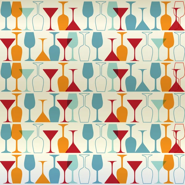 Безшовний фон з пляшками вина та окулярами — стоковий вектор