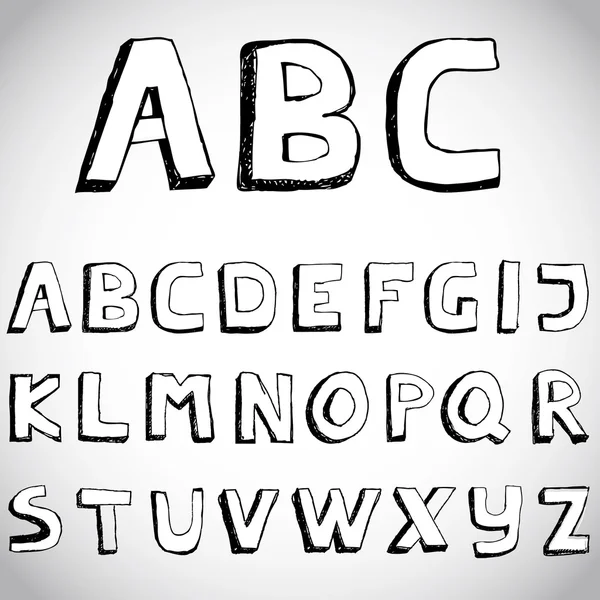 Grunge handgezeichnetes Alphabet. Vektor. — Stockvektor
