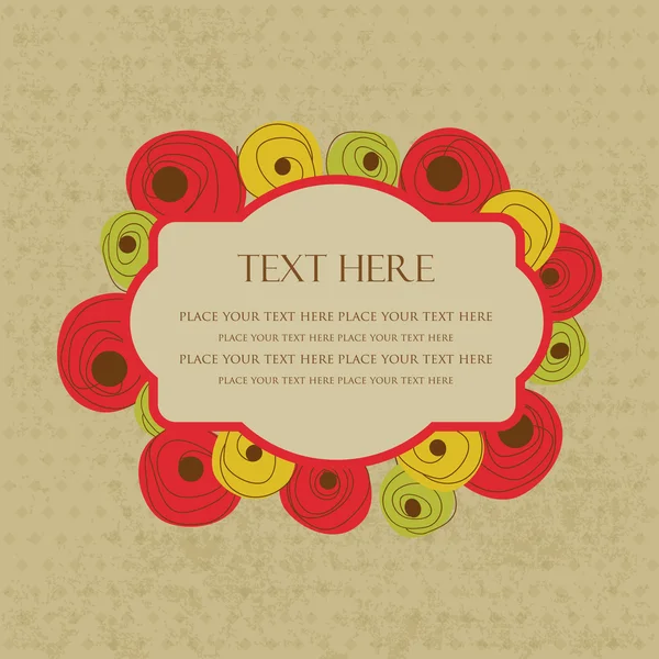 Hand getrokken vectorillustratie met bloemen en plaats voor tekst. — Stockvector