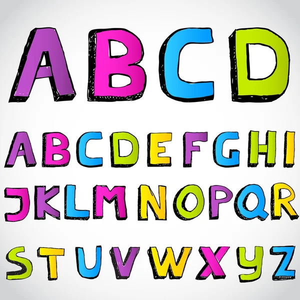Grunge hand drawn alphabet. Vector. — Stock Vector