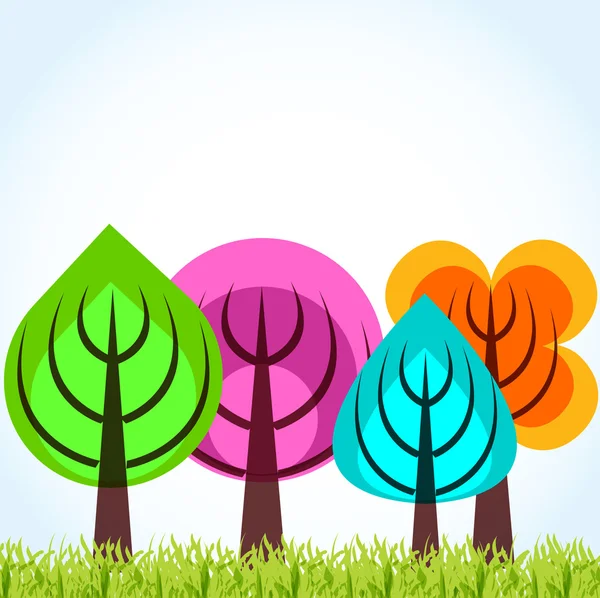 4 계절 나무 개념 — 스톡 벡터