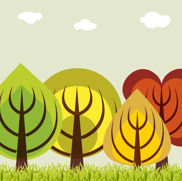 4 つの季節の木概念 — ストックベクタ