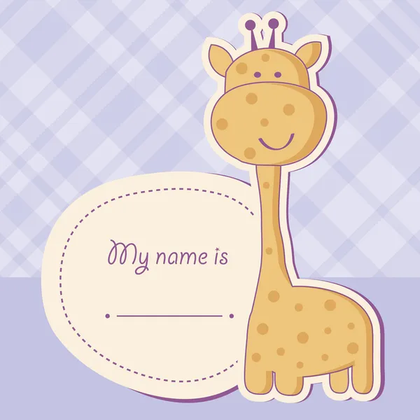 Tarjeta de ducha de niña con jirafa linda — Vector de stock