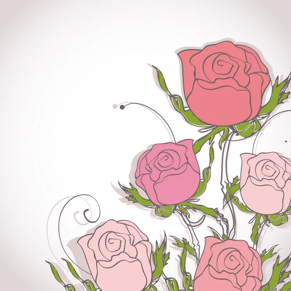 粉红色的玫瑰，复古花卉背景 — 图库矢量图片
